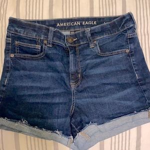 American Eagle High Rise Blue Jean Short, “High Rise Shortie” Size 10, Like New